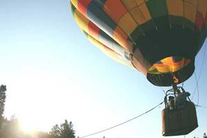 Hot air balloon tethered to the ground